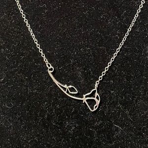 925 Sterling Silver Stamped Rose Pendant Necklace Approx 16” + 2” Extension